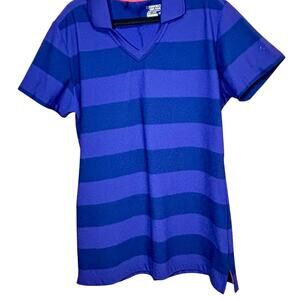 Nike Golf Tour Performance women's short-sleeve Vneck purple striped Shirt top M